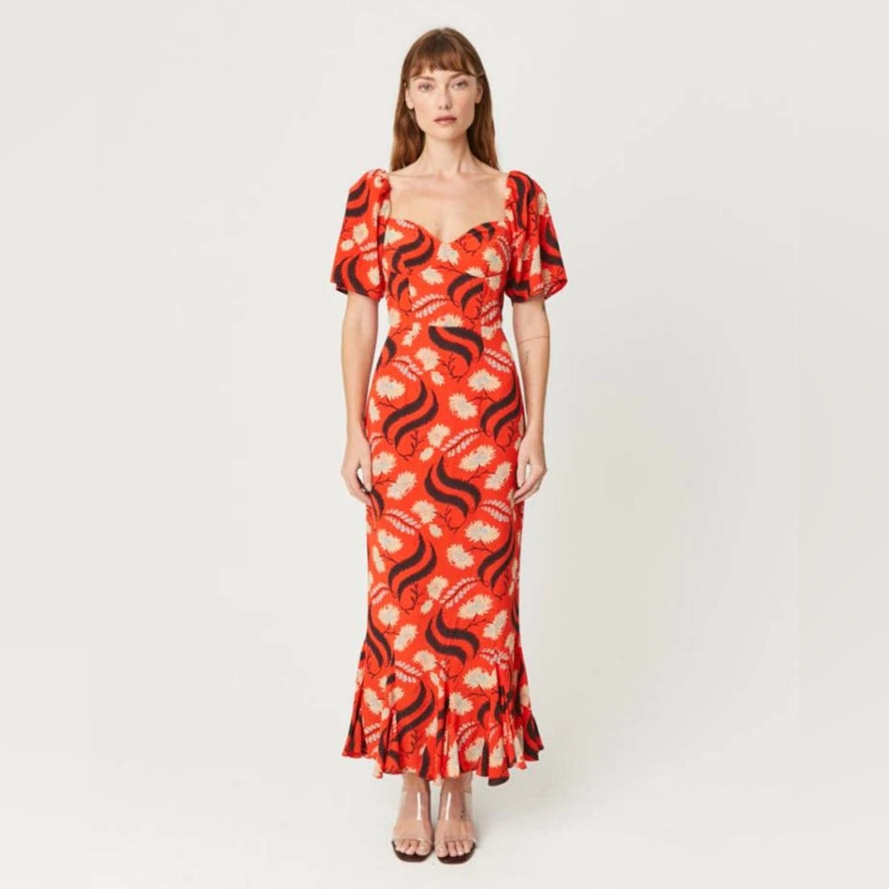 RHODE NWT Ramona Floral Maxi Dress in Bright Red Kiku, Size 6, Breki - Picture 4 of 10